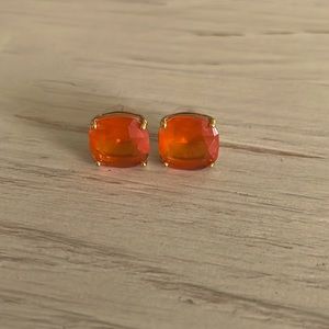 Kate Spade orange square earrings trimmed in gold